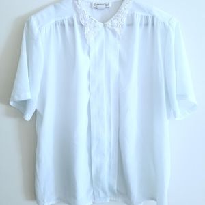 White Vintage Lace Collar Blouse